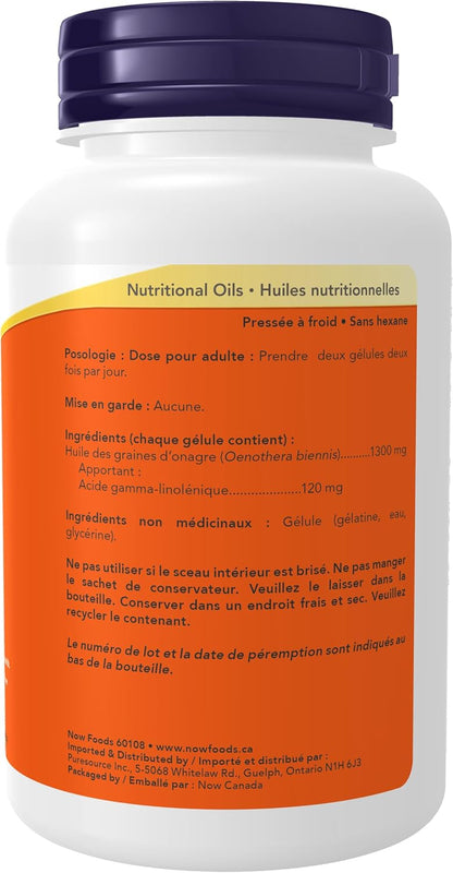 NOW Supplements, 超級月見草 1300 毫克，含天然 GLA（γ-亞麻油酸），60 粒軟膠囊