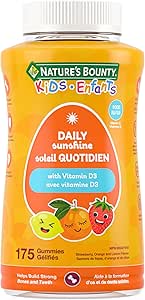 NATURE'S BOUNTY KIDS Daily Sunshine With Vitamin D3, Only 1g Sugar Per Gummy, Supports Immune Function, Helps Development Of Bones And Teeth, Aids In Absorption Of Calcium And Phosphorus, 350 g