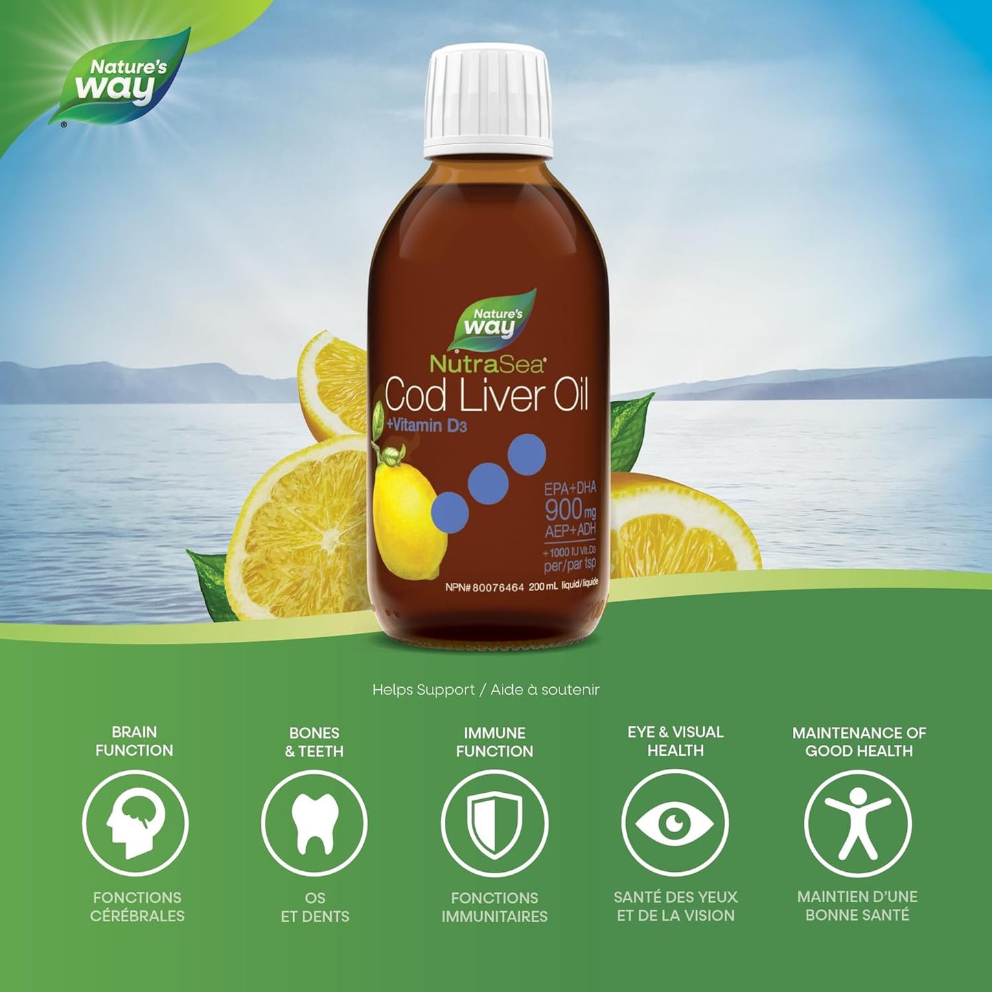 NutraSea +D Cod Liver Oil Zesty Lemon 200 ml