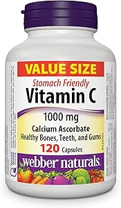 Webber Naturals 維生素 C 胃友善 1000 毫克，120 粒膠囊，有益於骨骼、牙齒、免疫和抗氧化健康
