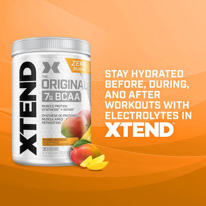Scivation XTEND 原味 BCAA 粉 | 無糖運動後肌肉恢復飲料，含氨基酸 | 7 克 BCAA，男女適用 | 30 份，芒果味 - 420 克