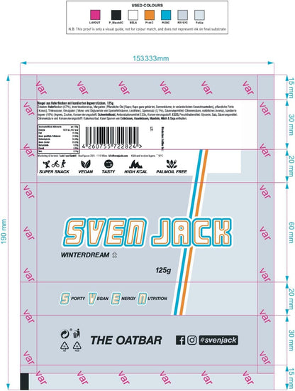 SvenJack Vegan Oat Bar Winterdream - 20 × 65g - High‑Fibre, Low‑Sugar, Gluten‑Free Oatmeal Energy Snack with Seasonal Spices (Apple, Ginger, Cinnamon)
