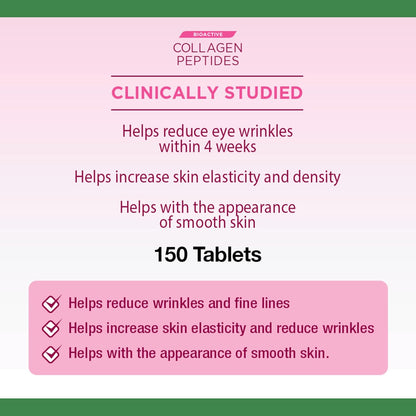 自然之寶膠原蛋白勝肽，生物活性，有助於在 4 週內減少眼部皺紋和細紋，增加皮膚彈性和密度，使皮膚看起來更光滑，片劑，209 克