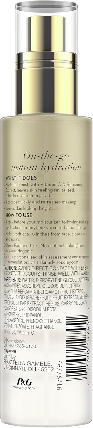 Olay Mist Ultimate Hydration Essence Energizing With Vitamin C & Bergamot, 98ml(packaging may vary)