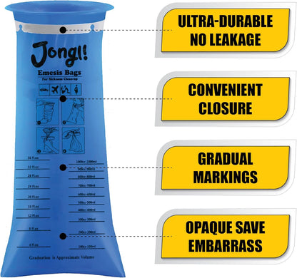 JONGLI 一次性嘔吐袋 24 只裝，不透明一次性嘔吐袋，用於暈車、汽車、出租車、飛機等場合的嘔吐物和嘔吐袋，1000 毫升