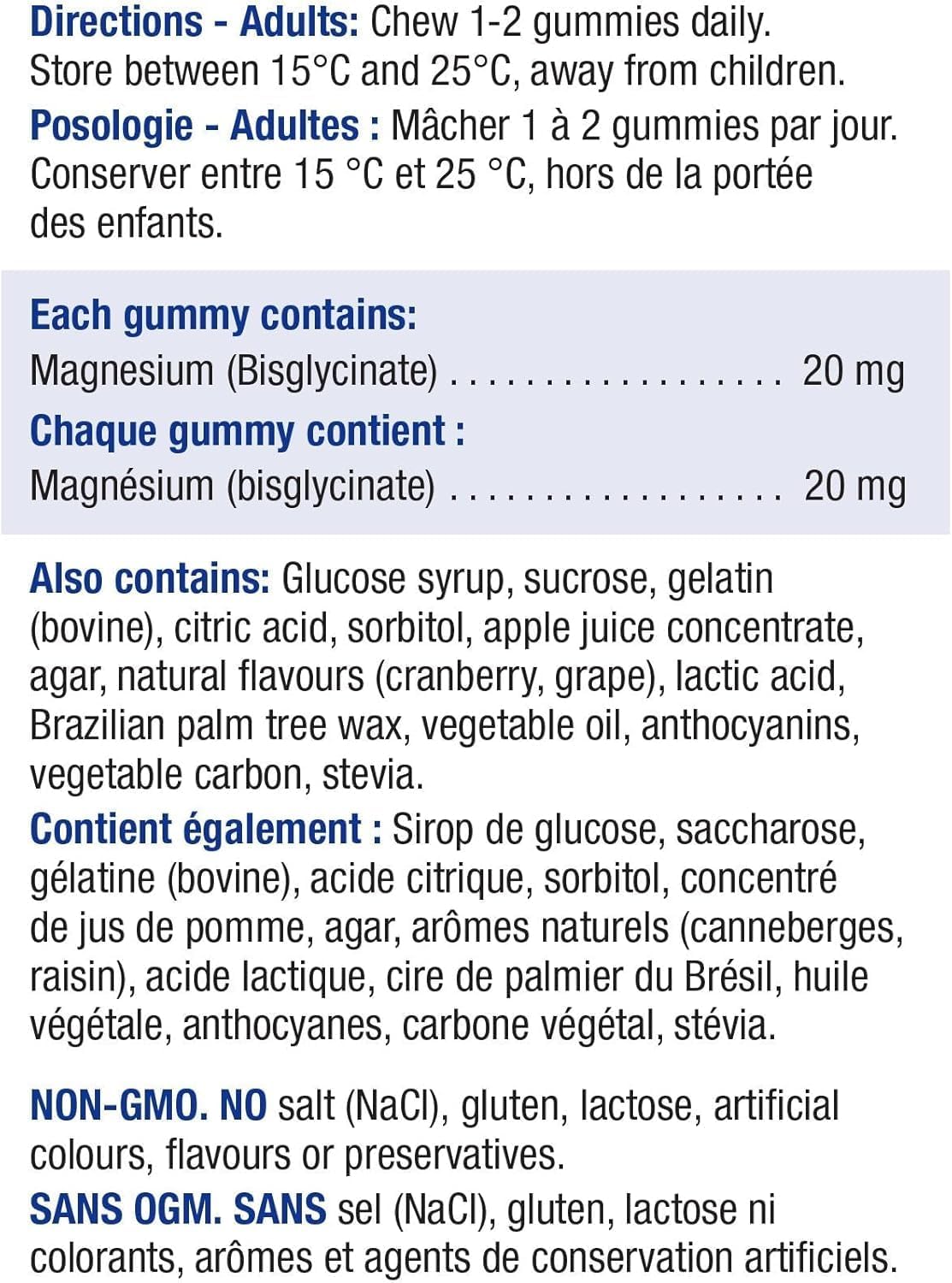 Jamieson 100% 純雙甘氨酸鎂 20 毫克軟糖蔓越莓葡萄口味，非混合，不含氧化鎂，支持骨骼發育和肌肉功能，電解質來源，不含人工色素、香精等…