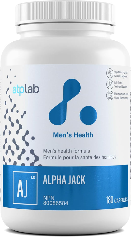 ATP LAB - Alpha Jack 180粒胶囊，30天用量 - 男士健康补充剂 - 能量支持和天然补充剂 - 男士抗氧化补充剂 - 加拿大配方和制造