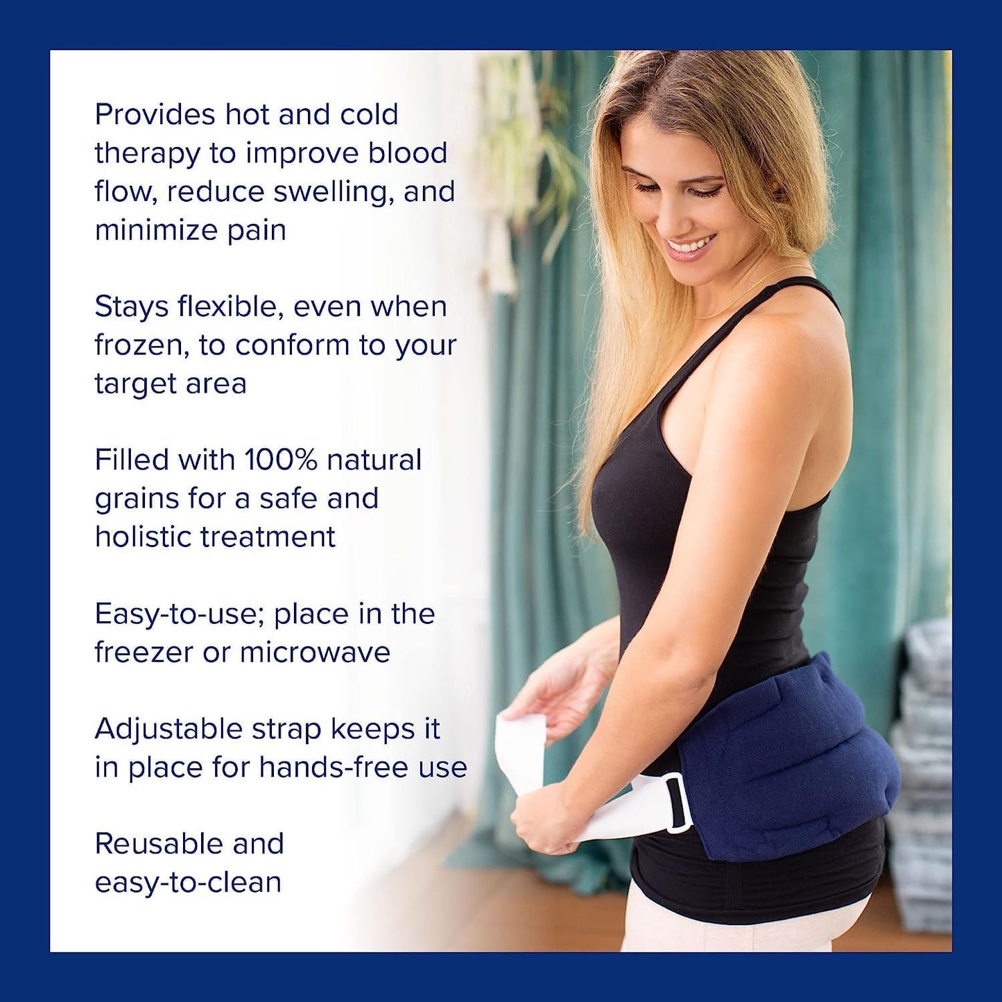 Carex Bed Buddy 背部包裹 - 可微波加热的加热垫 - 湿热垫和冷敷包，适用于背痛、颈痛、肌肉痛 蓝色