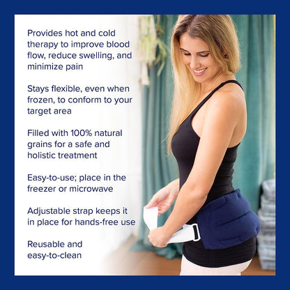 Carex Bed Buddy 背部包裹 - 可微波加热的加热垫 - 湿热垫和冷敷包，适用于背痛、颈痛、肌肉痛 蓝色