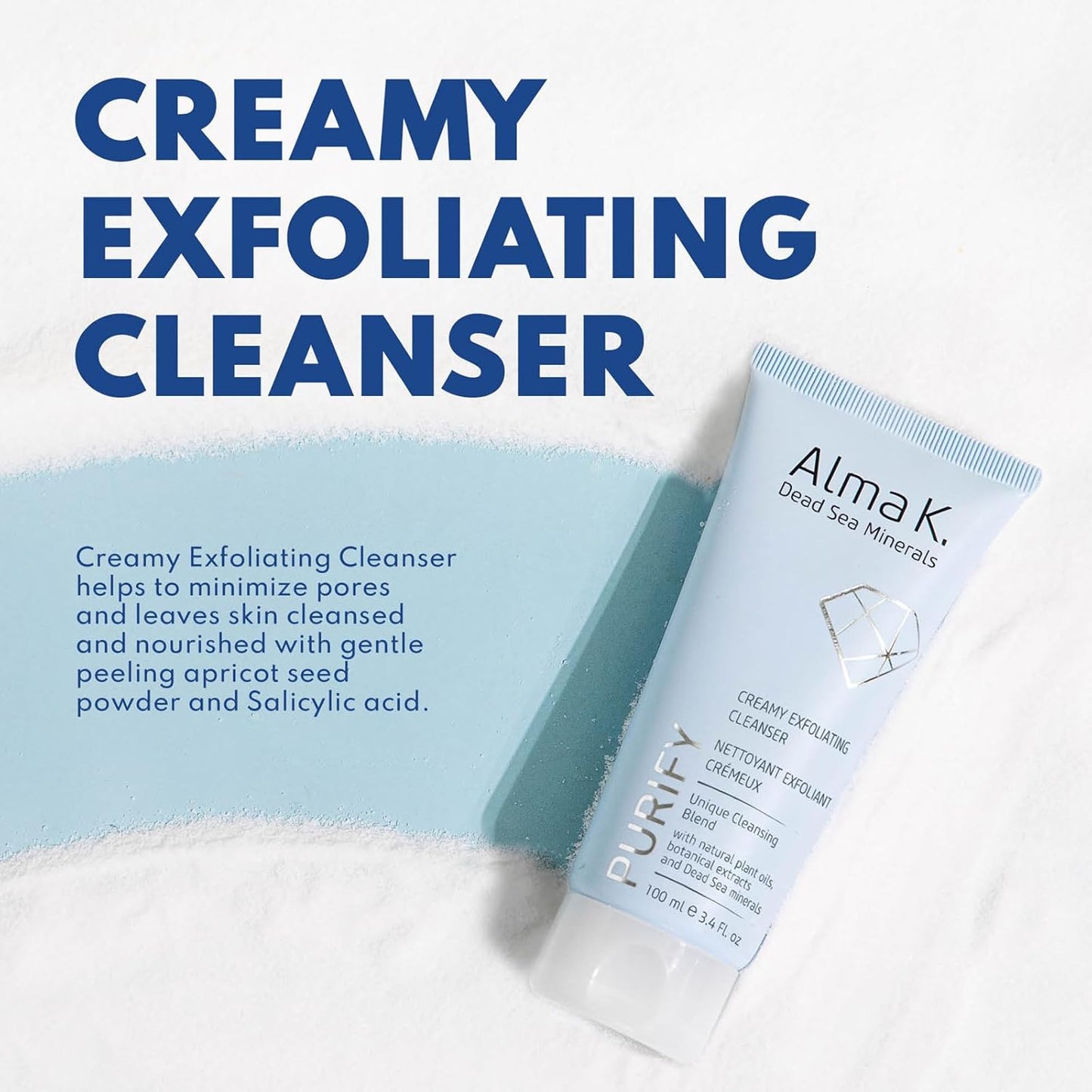 Alma K Creamy Exfoliating Cleanser - Face Wash for Women - Hydrating Facial with Salicylic Acid - Gentle Face Cleanser for Women - 3.4 oz