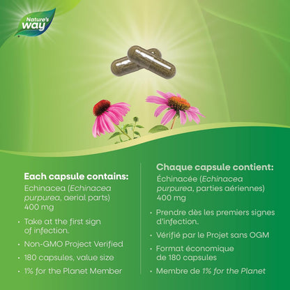 Nature's Way 紫锥菊保健品，180 粒