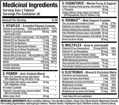 ALLMAX CASEIN-FX 巧克力 2 磅 & VITAFORM - 高级 - 男士高效复合维生素 - 30 天用量 - 60 粒