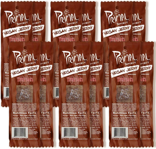 Primal Spirit 素食肉乾 - 經典照燒味，植物蛋白，非轉基因認證，無防腐劑（12 包，每包 1 oz）