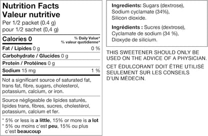 Sweet'N Low - Zero Calorie Sweetener - with Cyclamates. Diabetic-Friendly, Gluten-Free, Kosher, Vegan - Perfect for Iced and Hot Coffee, Tea and Lemonade, Made in Canada - 200 Packets