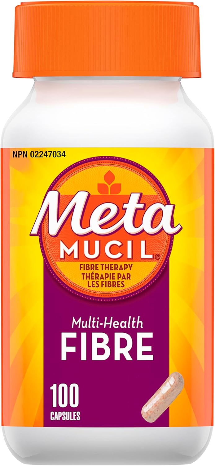 Metamucil, 每日车前子壳粉补充剂，三合一膳食纤维，促进消化健康，胶囊，100 粒