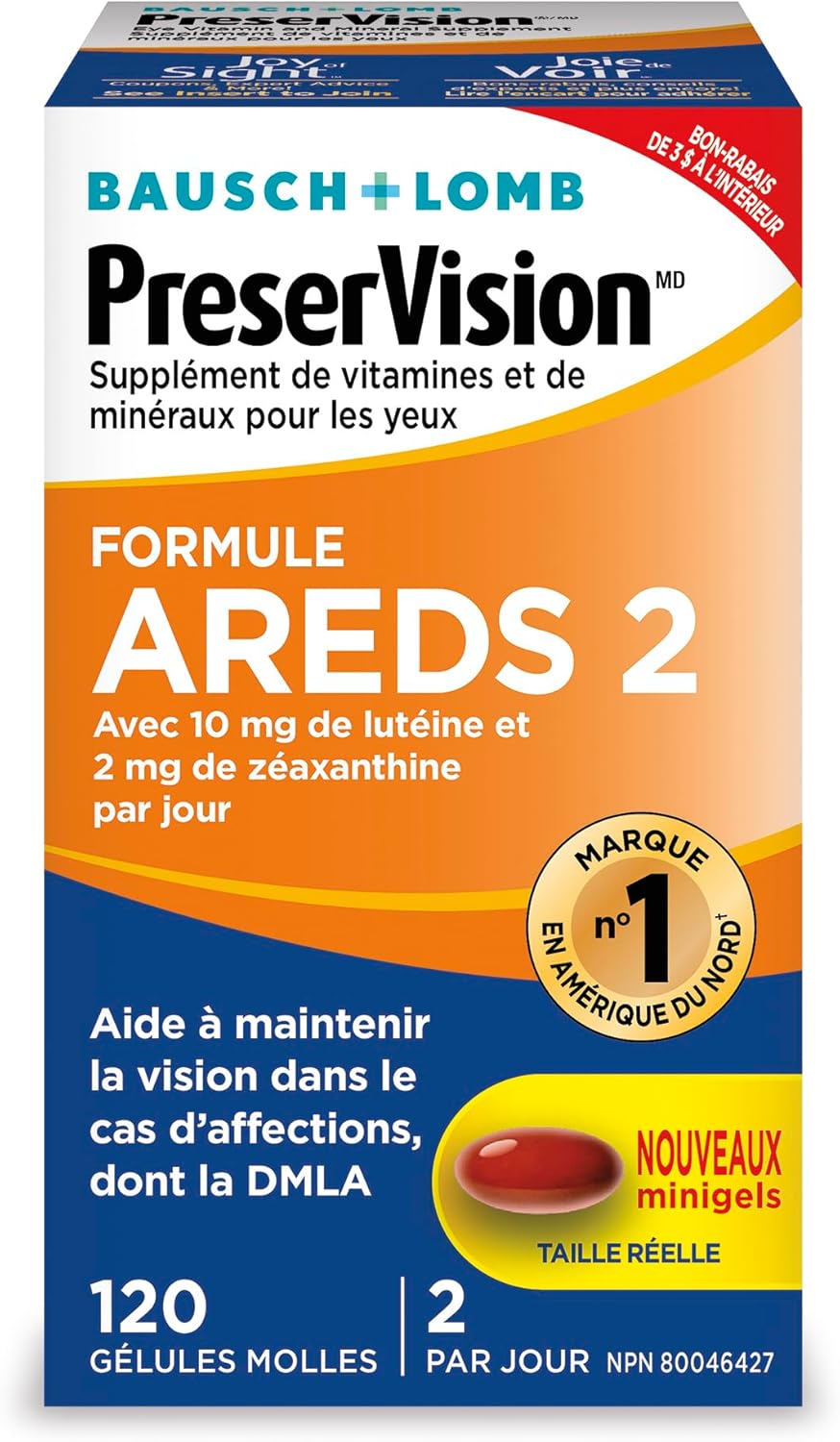 PreserVision AREDS 2 Eye Vitamin & Mineral Supplement, Contains Lutein, Vitamin C, Zeaxanthin, Zinc, Vitamin E, Eye Health Supplements for Adults, 120 Softgels