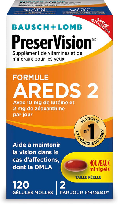 PreserVision AREDS 2 Eye Vitamin & Mineral Supplement, Contains Lutein, Vitamin C, Zeaxanthin, Zinc, Vitamin E, Eye Health Supplements for Adults, 120 Softgels