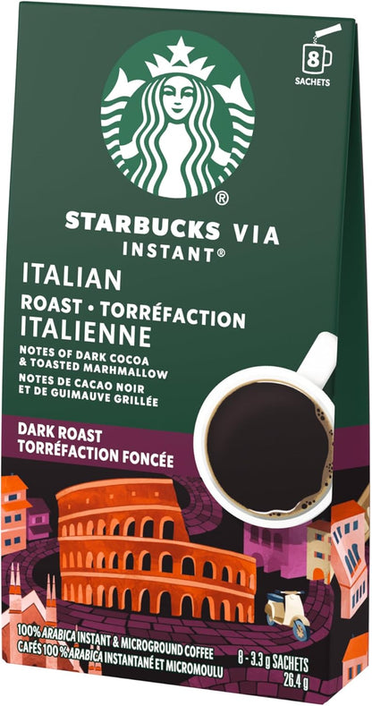 Starbucks VIA Instant Italian Roast (Pack of 12), Italian Roast, 96 count