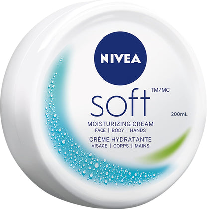 NIVEA Soft | All-Purpose Moisturizing Cream | Face, Hand, Body Cream | Non-greasy, hydrating & Gentle Facial Toner for Dry and Sensitive Skin, 200 mL
