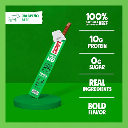 Chomp Beef Sticks, Nicks Jerky Stick, The New Primal Beef Sticks – Paleo, Keto, Gluten Free, Low Carb, High Protein, Pantry Snacks, Sugar Free, Grass-fed - Variety Keto Box (14 sticks)