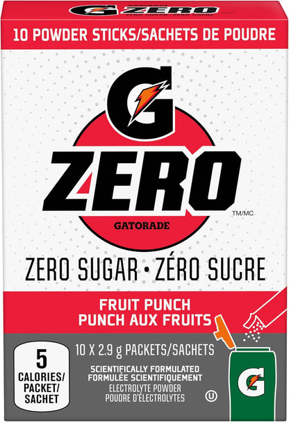 佳得樂零度電解質粉棒 - 水果賓治，零糖補水飲料混合物，10 包 - 隨時隨地快速運動補水的電解質