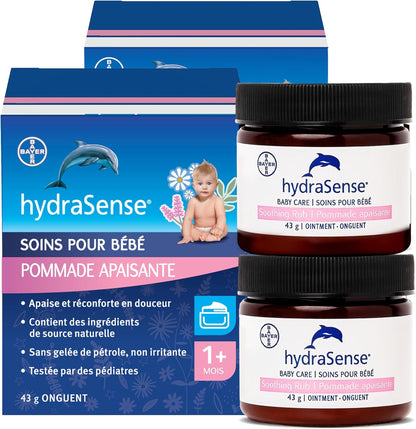 hydraSense 婴儿护理舒缓膏 – 温和舒缓，舒适肌肤，不含凡士林，无刺激性，采用天然成分桉树、薰衣草和洋甘菊制成，经儿科医生测试（2x43 克）