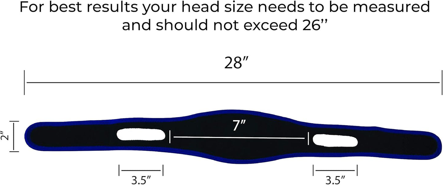 防打鼾下巴带 - 打鼾解决方案和打鼾装置，采用舒适氯丁橡胶，可改善睡眠（25 英寸长 x 2 英寸宽）可调节止鼾装置，男女适用