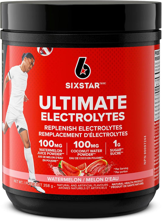 Six Star Electrolyte Powder | Six Star Ultimate Hydration | Replenish Electrolytes with 100mg of Coconut Water Powder + Watermelon Powder + Zinc + Magnesium | Hydration Powder | Watermelon (50 Servings)