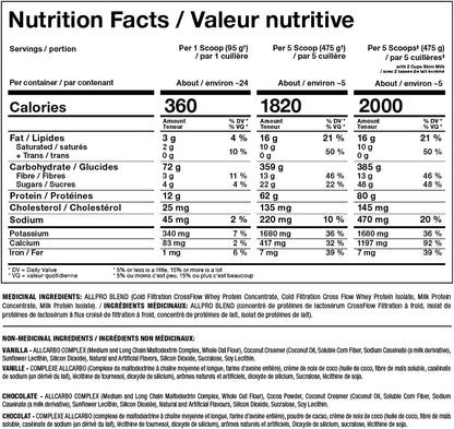 ALLMAX Nutrition Allmax - all Mass Advanced Muscle Gainer - 香草味 - 5 磅 - 2000 卡路里 - 零反式脂肪 5 磅香草味
