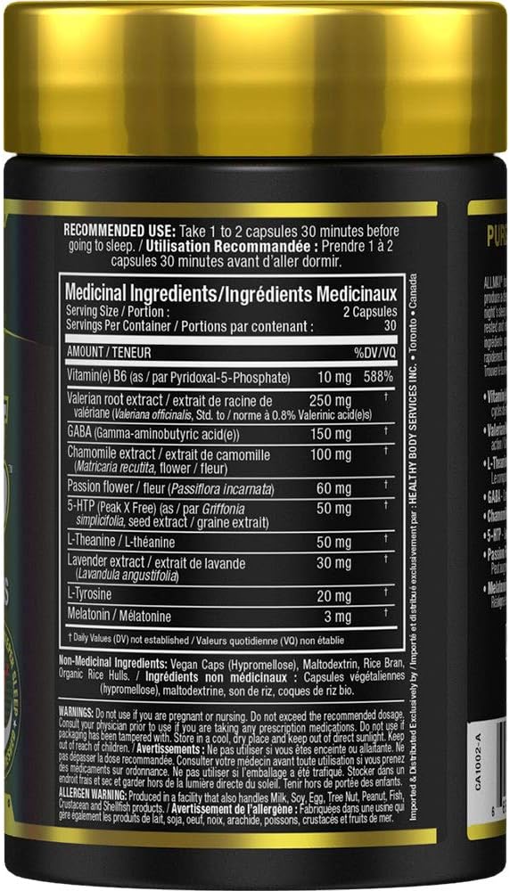 ALLMAX Nutrition - 熄燈睡眠 - 深度睡眠，助您獲得更大益處，60 粒
