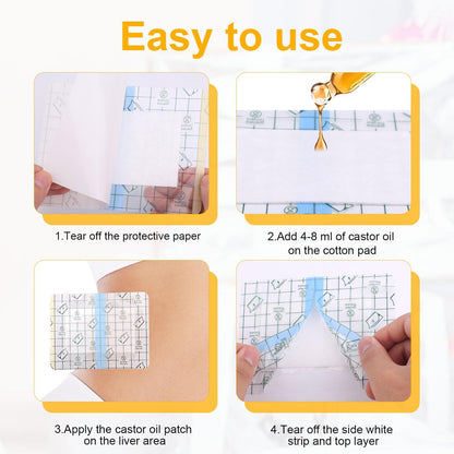 BOXOB 30片装蓖麻油贴，自粘式便携式蓖麻油肚脐贴，防漏吸水棉，居家旅行的完美礼物