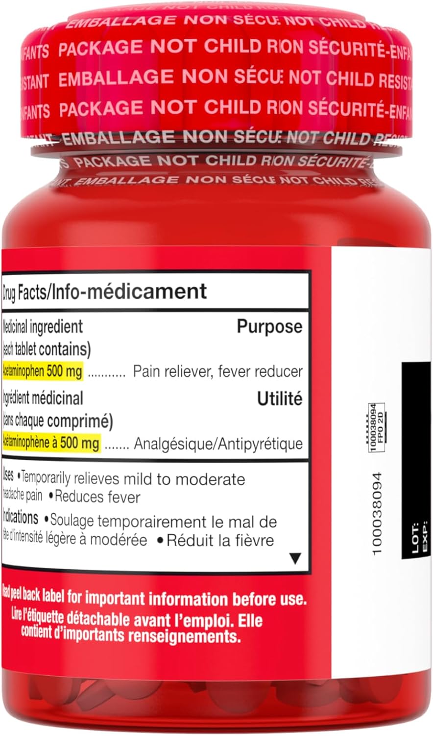泰诺强效缓解疼痛、缓解头痛和退烧，500 毫克对乙酰氨基酚 150 片 eZTABS