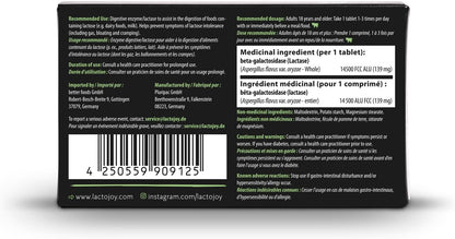 LactoJoy Lactase Pills 14.500 FCC I 45 Pieces I Powerful Lactase Enzymes for Lactose Intolerance I Ultra Pure for Improved Digestion I No Silicon Dioxide, No Artificial Flavors, No Sucralose