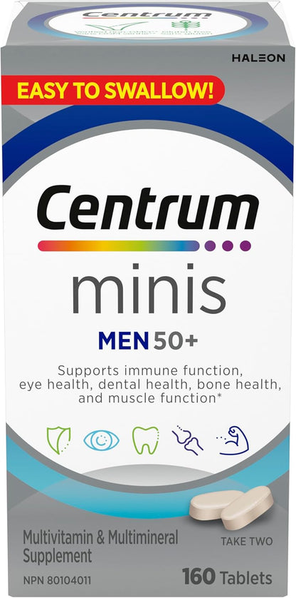 Centrum Men 50 Plus 复合维生素/矿物质补充剂，适合 50+ 男性，160 片迷你片