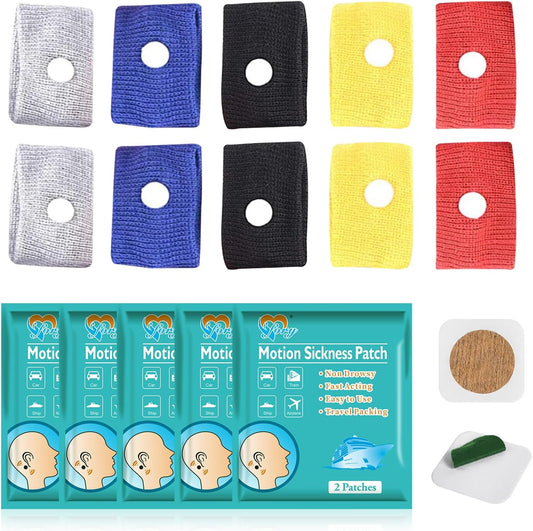 ifory 5 对晕车带和 10 片防水晕车贴，不瞌睡，旅行必备，适用于游轮、轮船、汽车和飞机