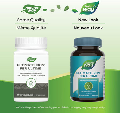 Nature's Way 終極鐵劑 - 鐵補充劑，促進紅血球生成和預防貧血 - 含葉酸、維生素 B12 和維生素 C - 90 粒軟膠囊