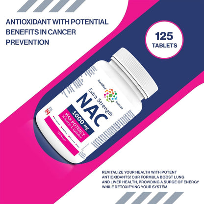 Nutrimed Naturals - 超強效 NAC 1000 毫克 125 片，4 個月用量 - 純素、非基因改造和無麩質 - 強效 N-乙醯-L-半胱氨酸 - 支持肺部和肝臟健康 - 支持呼吸健康
