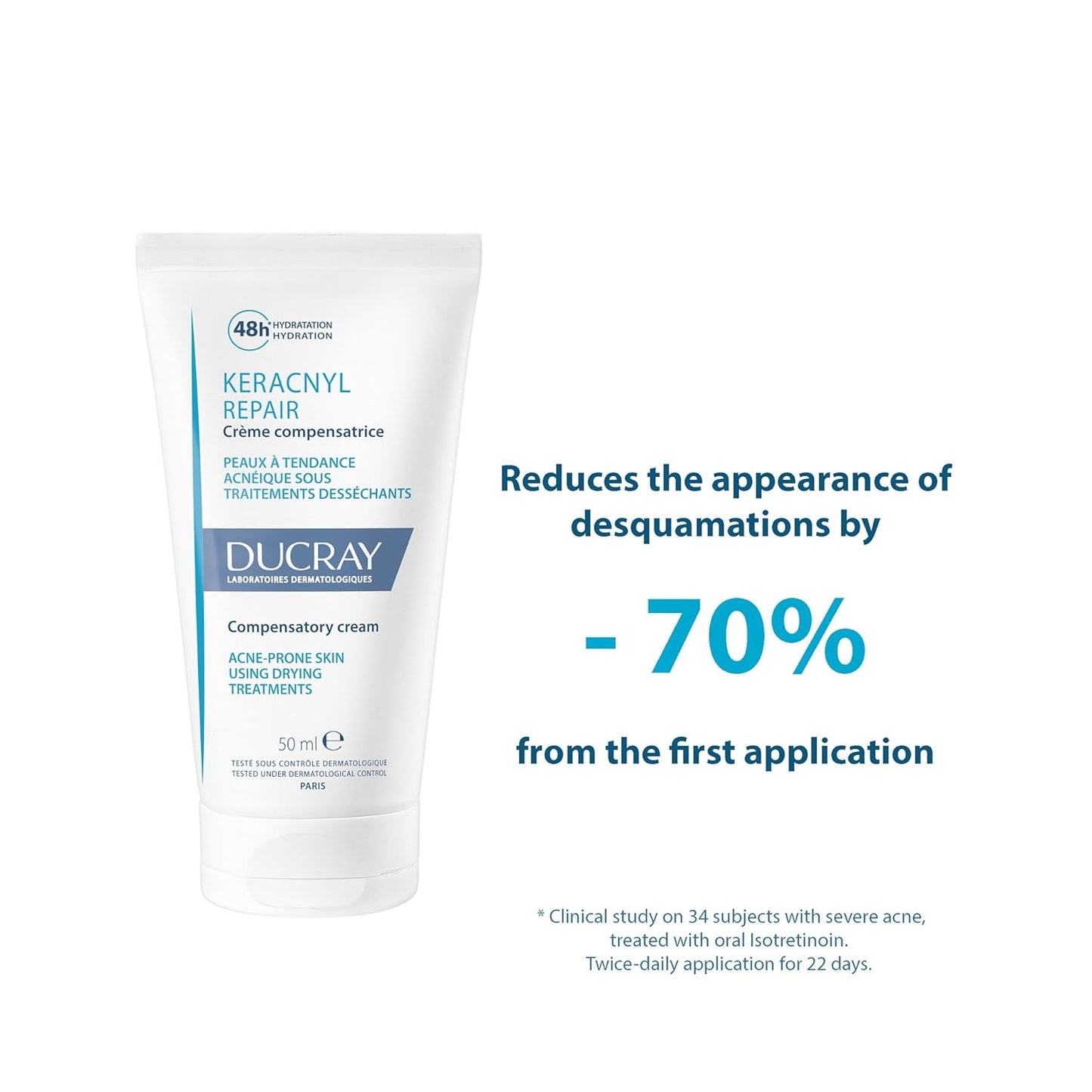 Ducray - Keracnyl Repair - Compensatory Cream - Acne-Prone Skin Using Drying Treatments - 50ml