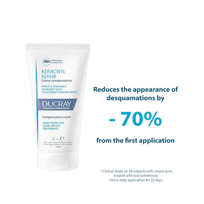 Ducray - Keracnyl Repair - Compensatory Cream - Acne-Prone Skin Using Drying Treatments - 50ml