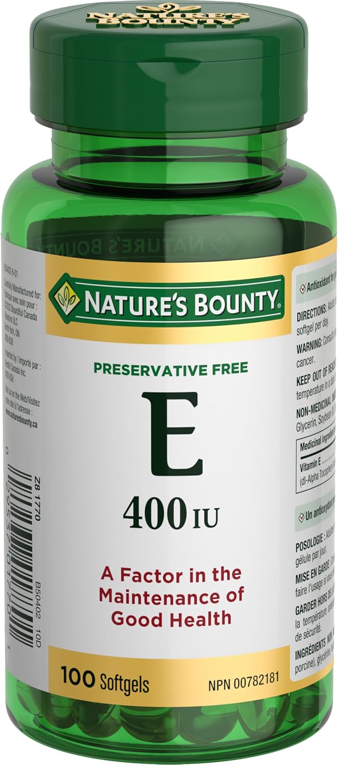 自然之寶維生素 E 400 IU，抗氧化劑補充劑，有助於維持身體健康，適用於成人和 12 歲以上兒童，不含防腐劑，每日一粒軟膠囊，100 粒，67.1 克