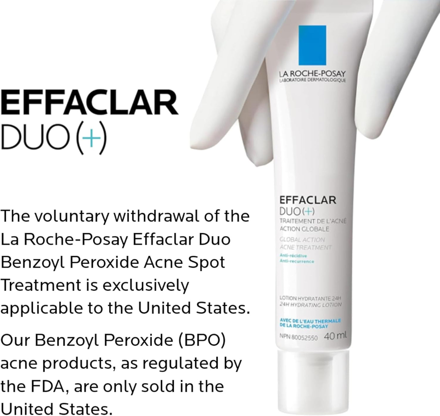 La Roche-Posay Acne Face Cream with Salicylic Acid & Niacinamide, Effaclar Duo+ Face Moisturizer for Oily, Acne-Prone & Sensitive Skin. Helps Clear Pimples, Remove Blackheads & Prevent Breakouts, 40ML