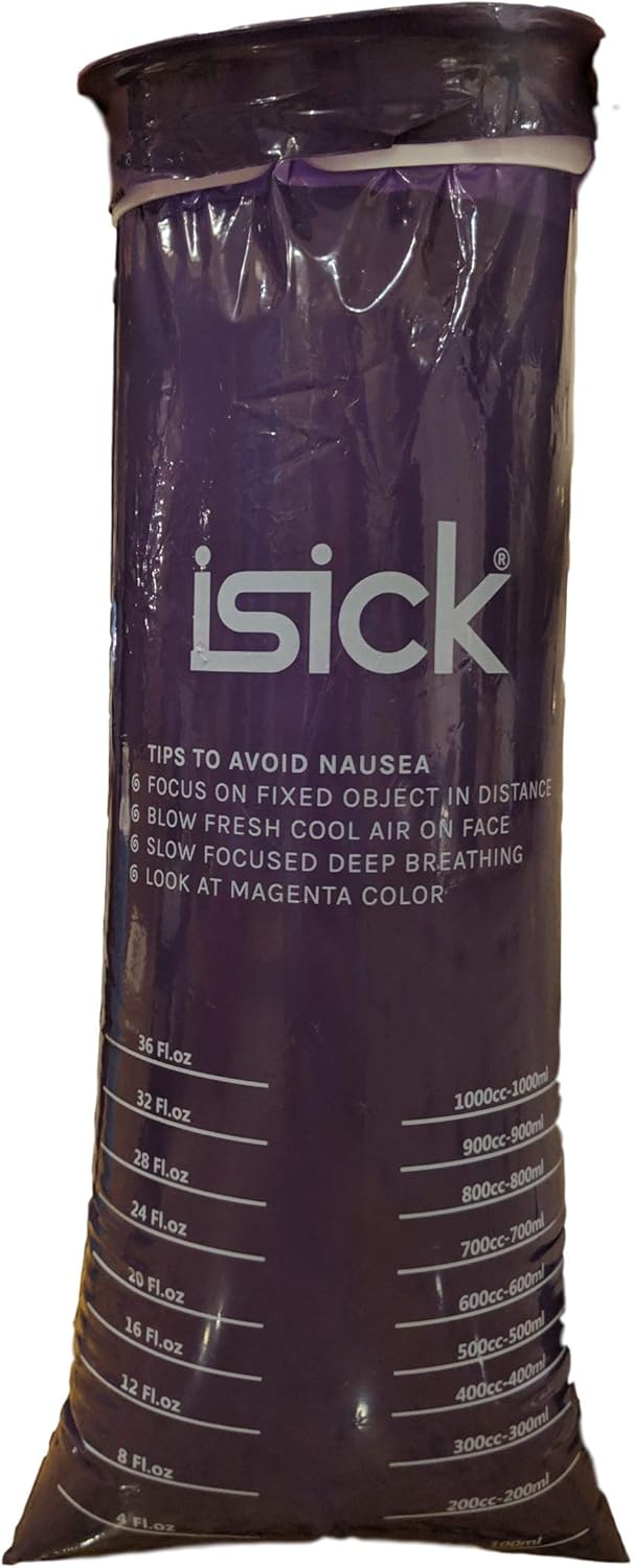 iSick 一次性呕吐袋 1000ml，24个装，深紫色，优质医用级，孕吐、儿童、出租车司机、汽车晕车，便携，不脏乱