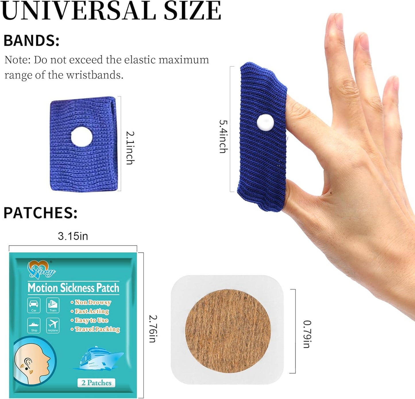 ifory 5 对晕车带和 10 片防水晕车贴，不瞌睡，旅行必备，适用于游轮、轮船、汽车和飞机