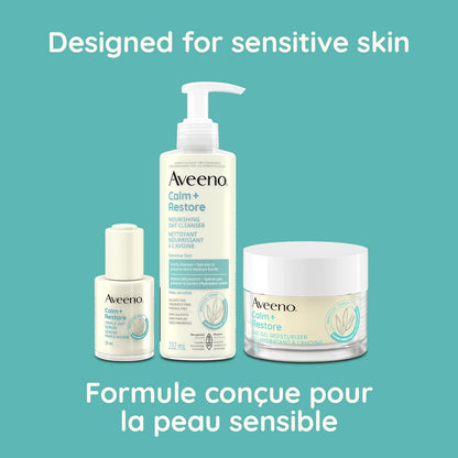 Aveeno Calm + Restore 燕麦凝胶保湿霜，面霜，燕麦，小白菊，干性皮肤，日常护肤，无香型，适合敏感肌肤，48 克