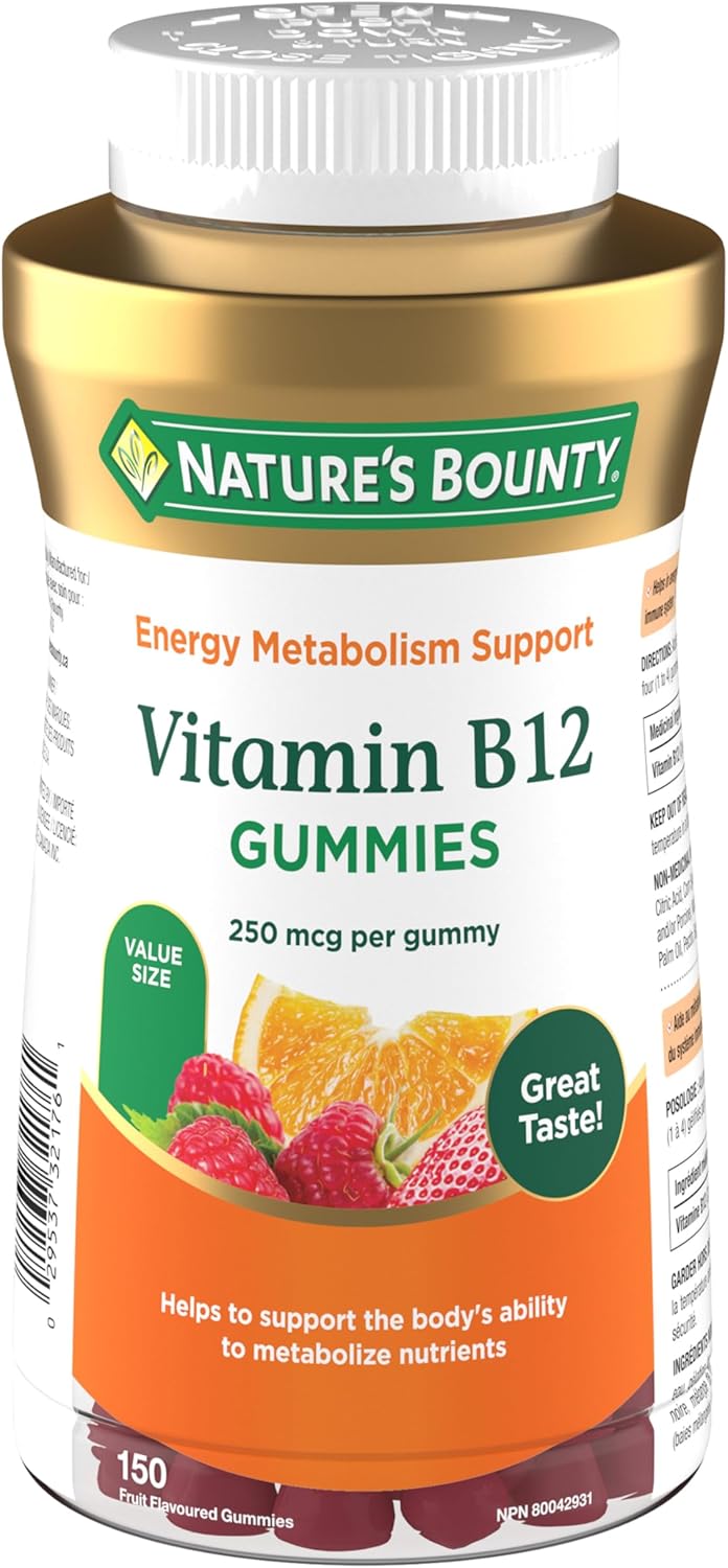 Nature's Bounty 维生素 B12 补充剂，有助于保持身体健康，超值装，150 粒软糖