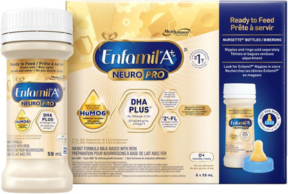 Enfamil A+ NeuroPro 嬰兒配方奶粉，即食配方，含促進大腦發育的 DHA 和 2'FL 以增強免疫力，0-12 個月，6 x 59 毫升