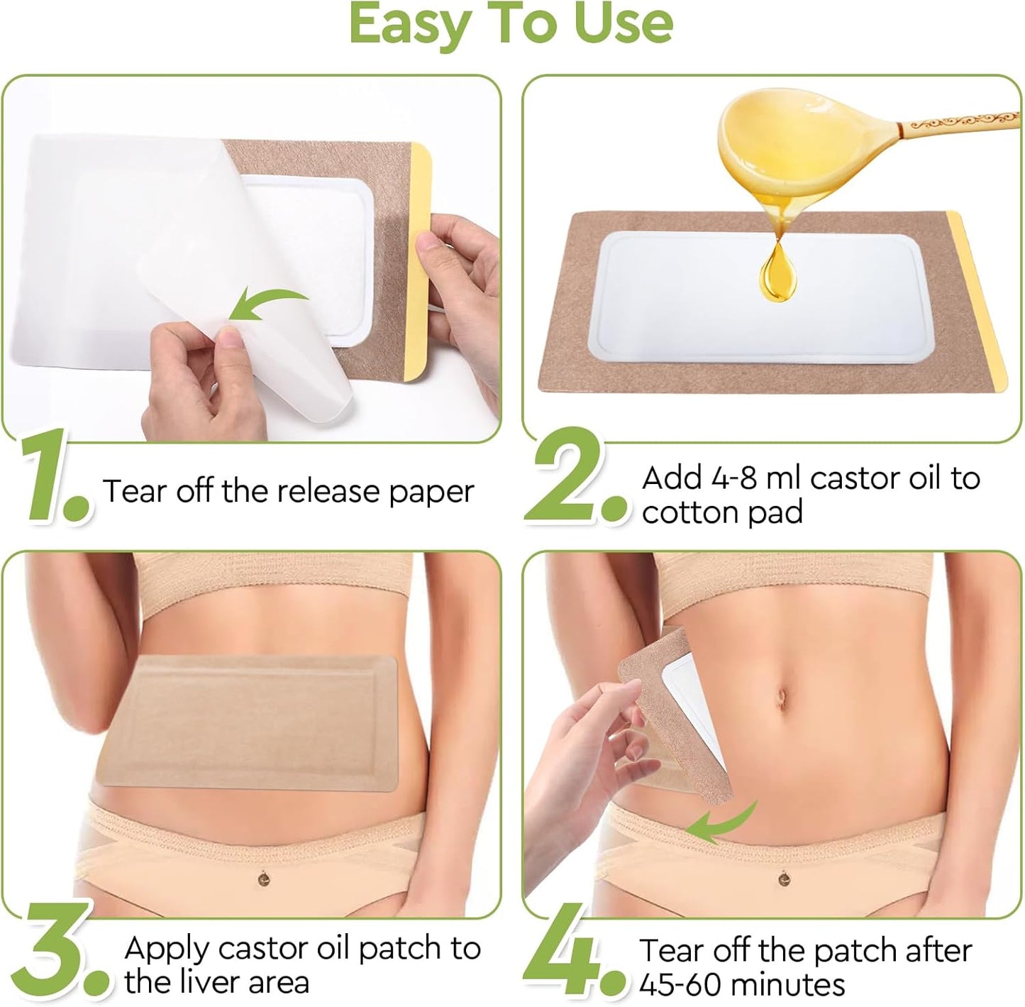 STFOCE 20pcs Castor Oil Pack Wrap, Large Castor Oil Pack Self-Adhesive, 11.8"x6.3", No Leakage, No Wash, Disposable