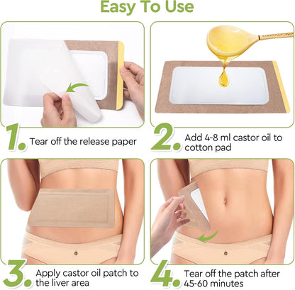 STFOCE 20pcs Castor Oil Pack Wrap, Large Castor Oil Pack Self-Adhesive, 11.8"x6.3", No Leakage, No Wash, Disposable