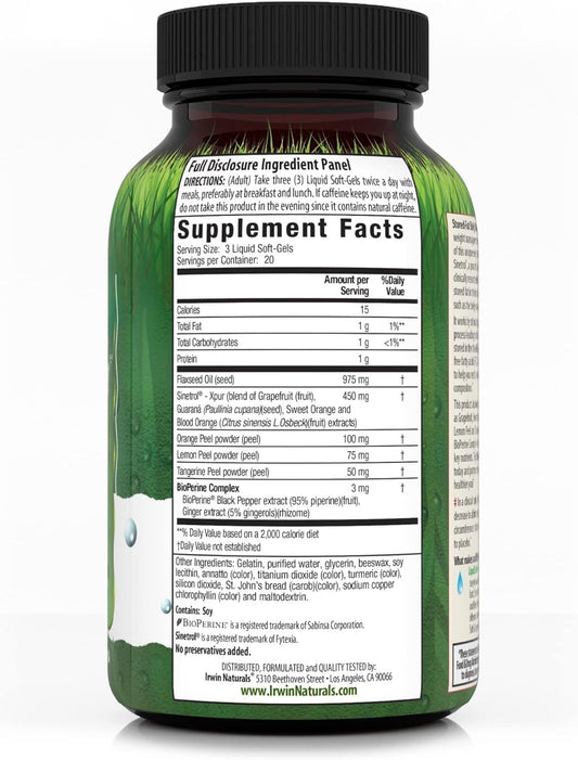 Irwin Naturals Ultra-Max Trim-Body Burner, Stored-Fat Belly Burner - Dietary Support Supplements for Men & Women - Formula with Sinetrol, Grapefruit, Sweet Orange & Blood Orange - 60 Liquid Soft-Gels