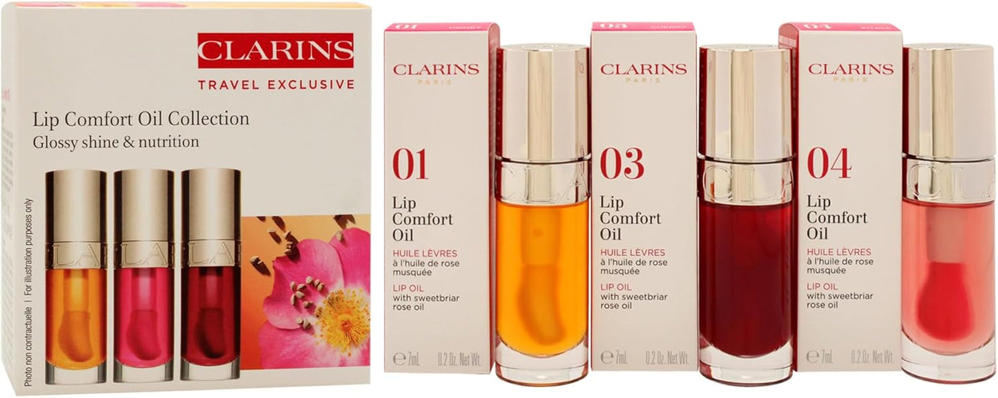 嬌韻詩唇部舒適油系列唇油 - 01 蜂蜜，唇油 - 03 櫻桃，唇油 - 04 火龍果女士 3 x 0.2 盎司